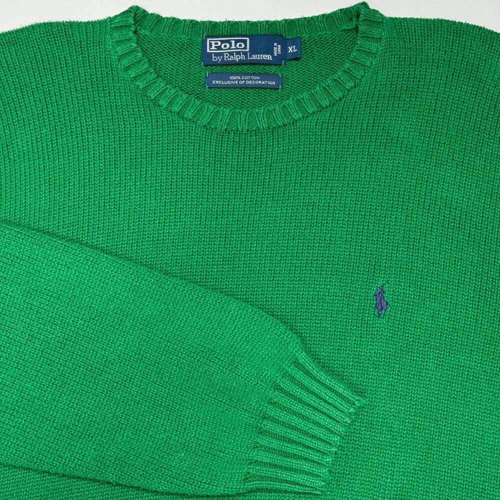Polo Ralph Lauren XL Green Crewneck Sweater Long Sleeve Knit Pullover